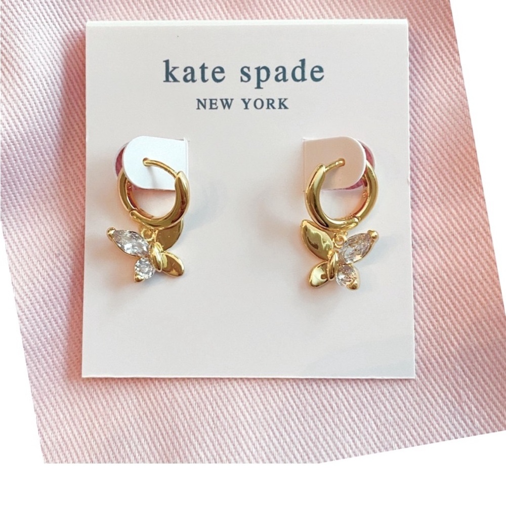 Kate Spade Gold Social Butterfly Huggie Earrings